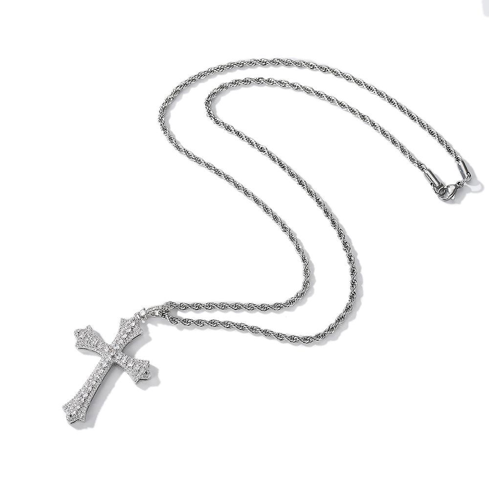 Cross Hip-Hop Pendant Round Zircon Micro-Inlaid Retro Personality Men'S And Women'S Hip-Hop Trendy Jewelry