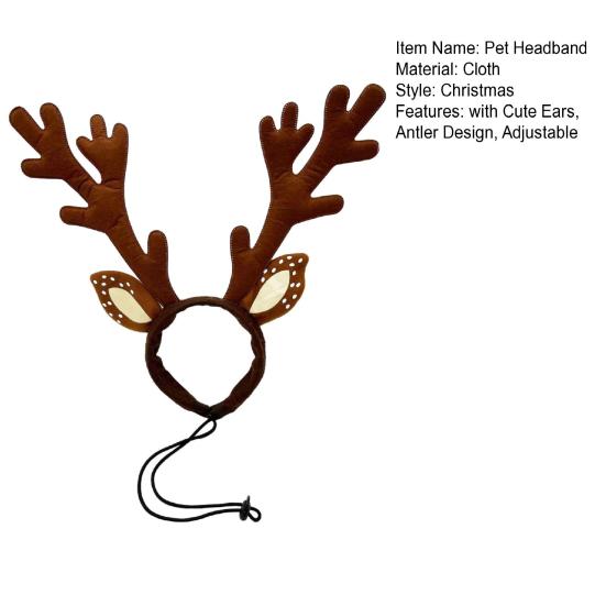 Bentiță cu coarne pentru animale de companie, reglabilă, cu coarne de cerb Sika, bentiță pentru păr cu urechi pătate pentru câini, accesorii festive pentru travestiment, pentru ședințe foto