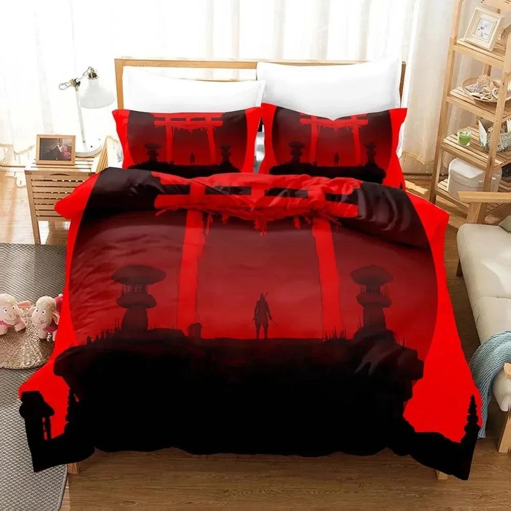 3D Printed Anime Sekiro Game Comfortable Duvet Quilt Cover Pillowcase Bedding Set Children Bedroom Decoration Home Textile