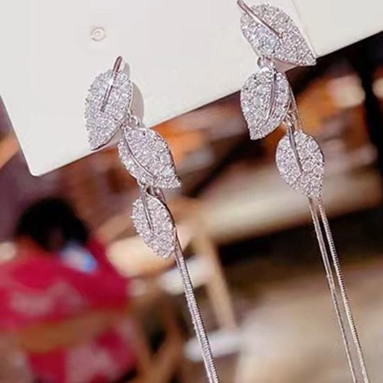 1 Pair Dangle Earrings Leaves Long Tassels Ins Style Jewelry Long Earrings for Wedding