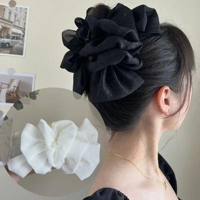 Schwarzes Stoffnetz Schleife Acryl Neue Haarspangen für Frauen Koreanisches Temperament Fairycore Hai-Clips Mode Persönlichkeit Accessoires