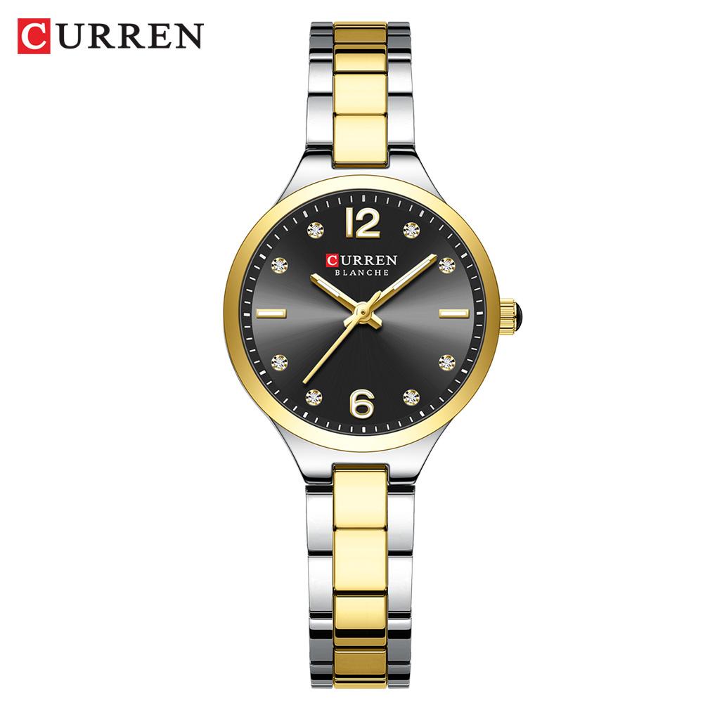 CURREN Reloj Elegante para Mujer Acero Inoxidable Casual Moda Esfera Digital Relojes para Damas Reloj de Pulsera de Cuarzo Reloj Mujer Reloj para Niñas