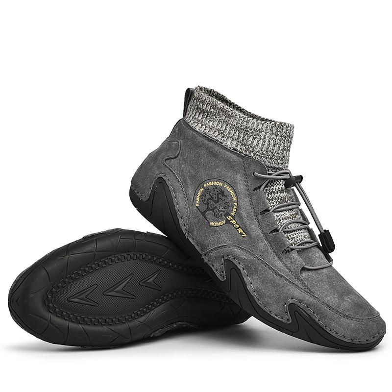 

Мужские туфли в стиле ретро из кожи с резиновой подошвой, изготовленные вручную, мужские кожаные туфли с узором ручной работы, кожаные удобные мягкие носки, ботильоны 42 серый