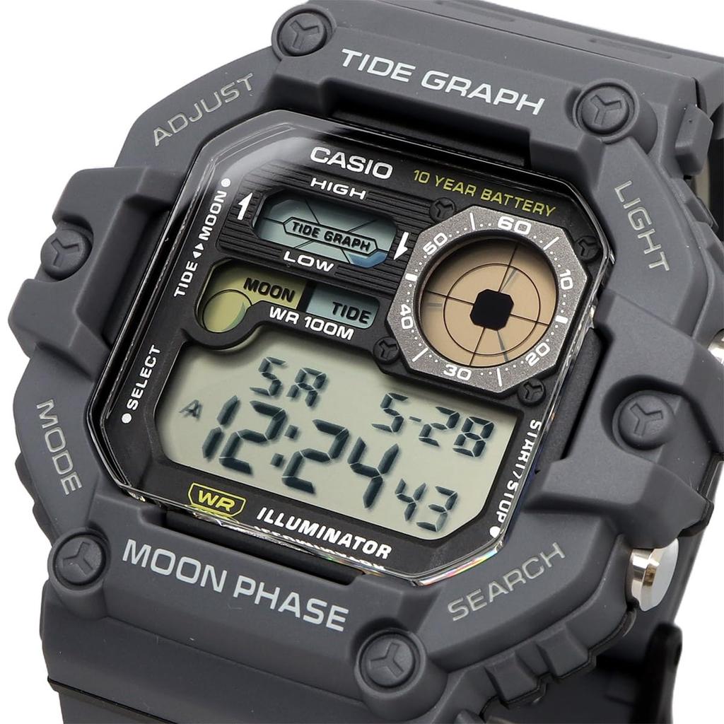 Casio Digital Men's Watch with Tide Graph and Moon Data Display, WS-1700H-8AV, Dark Gray, International Model [Parallel Import]