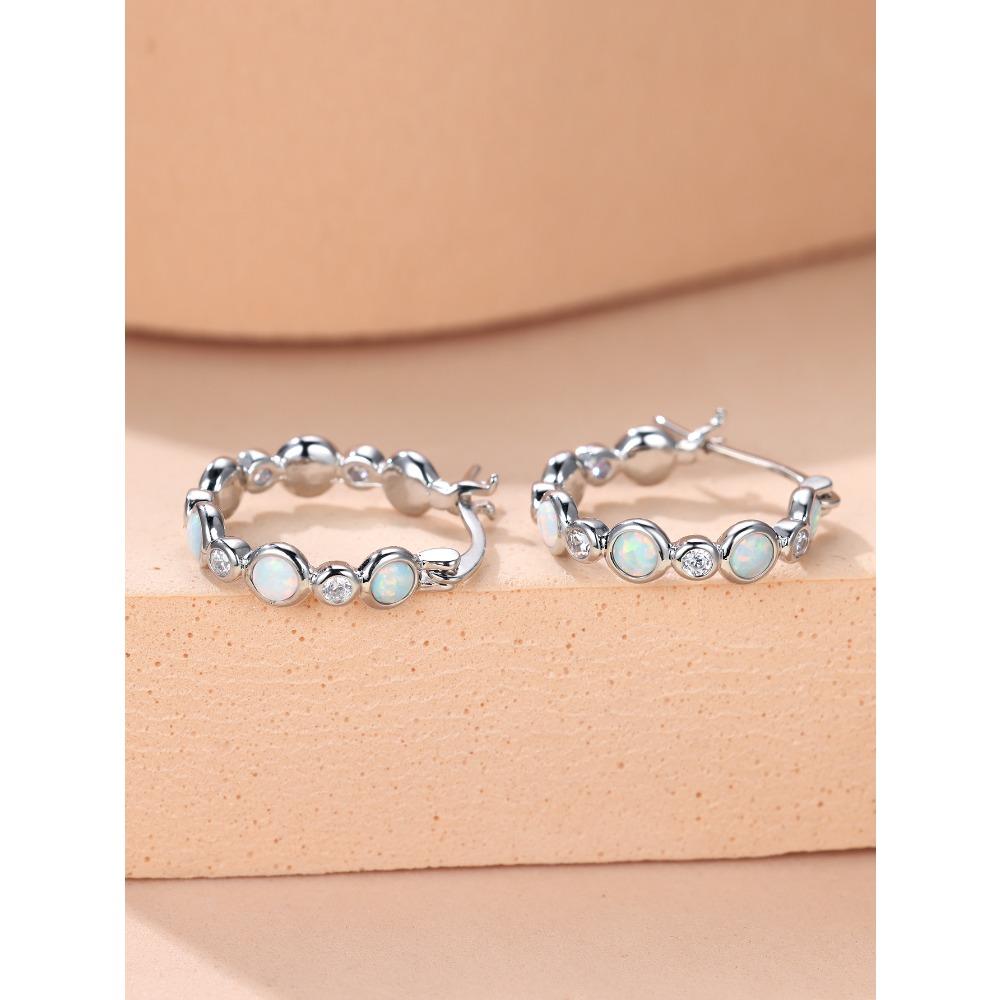 Europäischer und Amerikanischer Beliebter Runder Farbiger Zirkon Voll Diamantring Ohrstecker für Frauen Retro und Vielseitig