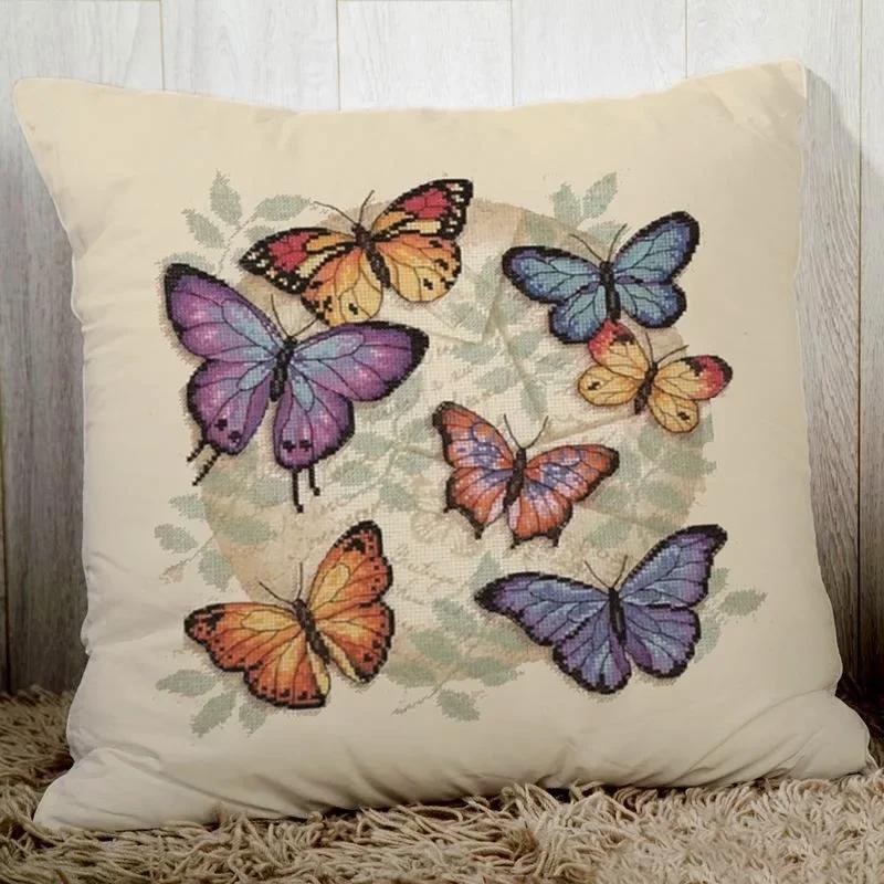 Cozy Couch Cushion Cover Butterfly Printed  Home Decorative Pillows Polyester Peach Fiber Pillowcase Seat Back Cushions
