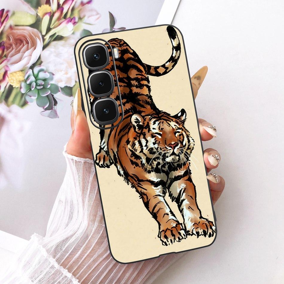 For Infinix Hot 60 60i 4G X6728 X6726 Cool Dragon Tiger Pattern Phone Case For Hot60 Hot60i 4G Black Silicone Soft Cases Bumpers