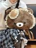Cute Cartoon Plush Bear Backpack For Women Lightweight Casual Foldable Shoulder Bag With Zipper