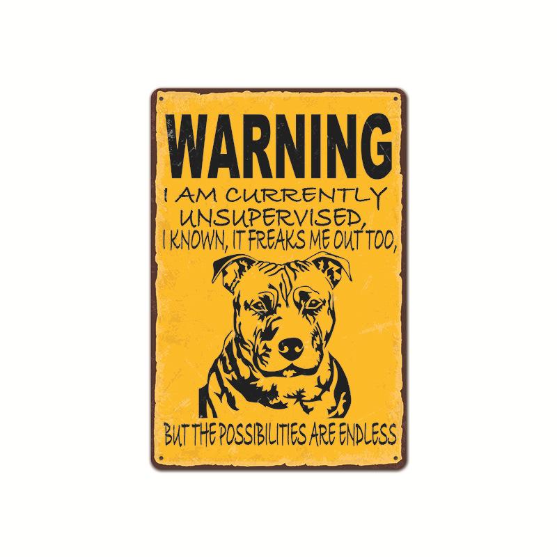 Vintage Tin Art of Courtyard Dog: Garden No - Entry Warning Sign for Home Decoration