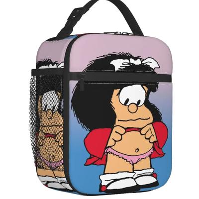 Funny Mafalda Insulated Lunch Bag for Women Resuable Quino Comic Cartoon Cooler Thermal Lunch Box Office Work School