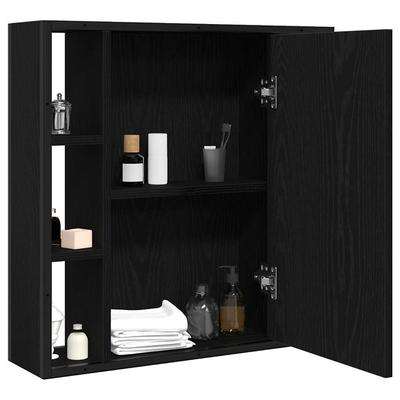 Bathroom Mirror Cabinet Black Oak 60 X 16 X 60 Cm Engineered Wood