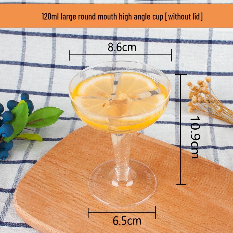 High-Stemmed Disposable Transparent Cup for Desserts, Pudding, Milkshakes, Mousse, Ice Cream, Red Wine, or Champagne.