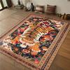 Whimsical Alligator Tiger Rug Playful Floral Pattern Colorful Folk Art Rug for Kids Room or Animal Themed Playful Nursery Decor