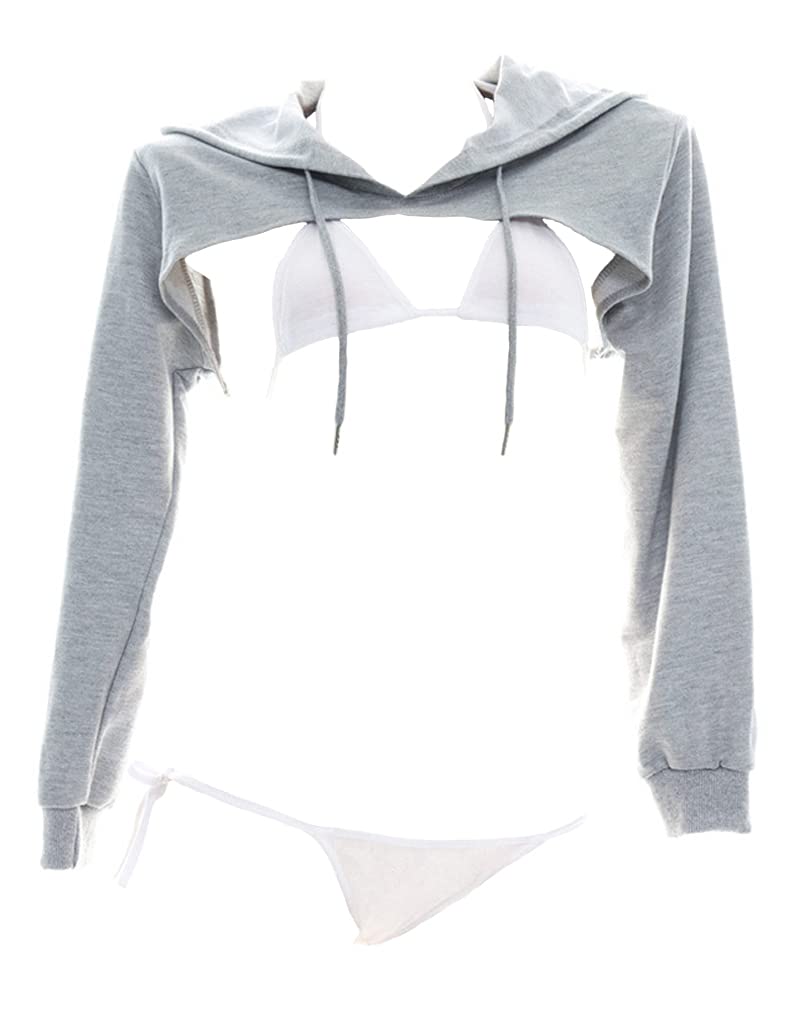 

DOKiDOKi Ultra-Short Hoodie (Gray) - Revealing! Sexy Cosplay Costume for Women, Street Style [Parallel Import]