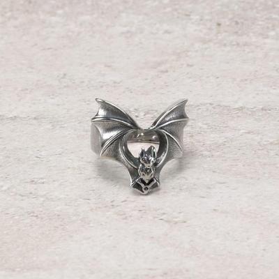 Men's Halloween Punk Bat Ring - Retro European American Trendy Design
