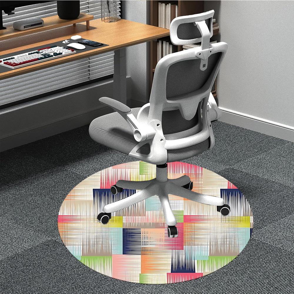 1pc Abstract Pattern Office Round Rug, Non-slip, Soft and Durable Office Rug for Interior Decoration, Perfect for Office, Beautiful Decoration yy26031