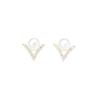 Classic Versatile Stone-inlaid Gold-plated V-shaped Earrings, Natural Freshwater Pearl Studs, 925 Silver Needle Earrings, Female Stars of the Same Sty