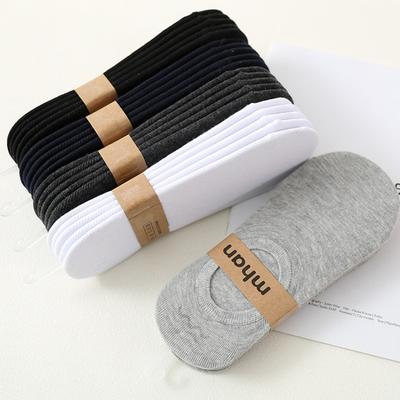Men's Spring and Summer All Kinds of Plain Color Silicone Non Slip Invisible Socks