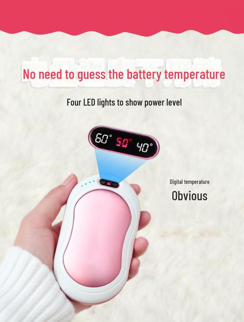 Dual-Function Hand Warmer & USB Power Bank with Heating & Vibration Massage