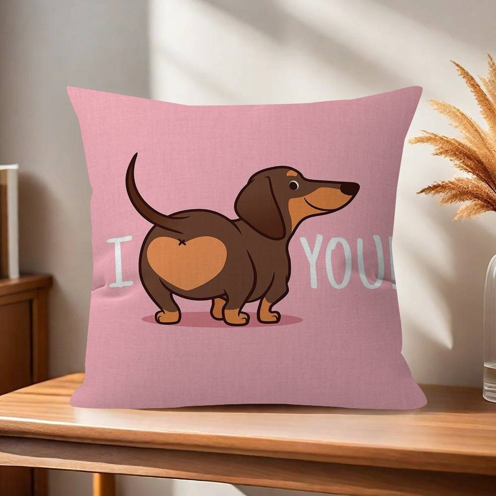 Sausage Dog Dachshund cute Pillowcase toon Gift Cushion Cover Bedroom Home Sofa Chair Seat Decor pillow case