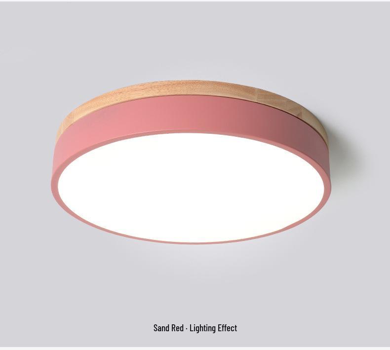 Japanese-Style LED Round Ceiling Light - Minimalist Wood Art for Bedroom & Living Room, Relaxed Nordic Warm Lighting