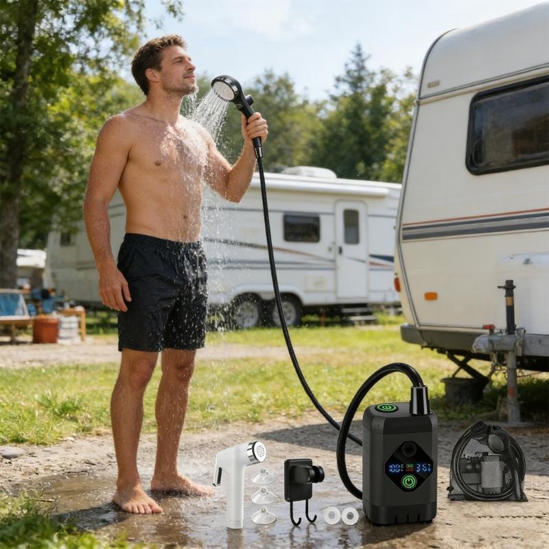 ABS Pompa Prysznicowa Turystyczna Z 150 momentem Pracy I Wymienną Dyszą Do Użytku Zewnętrznego