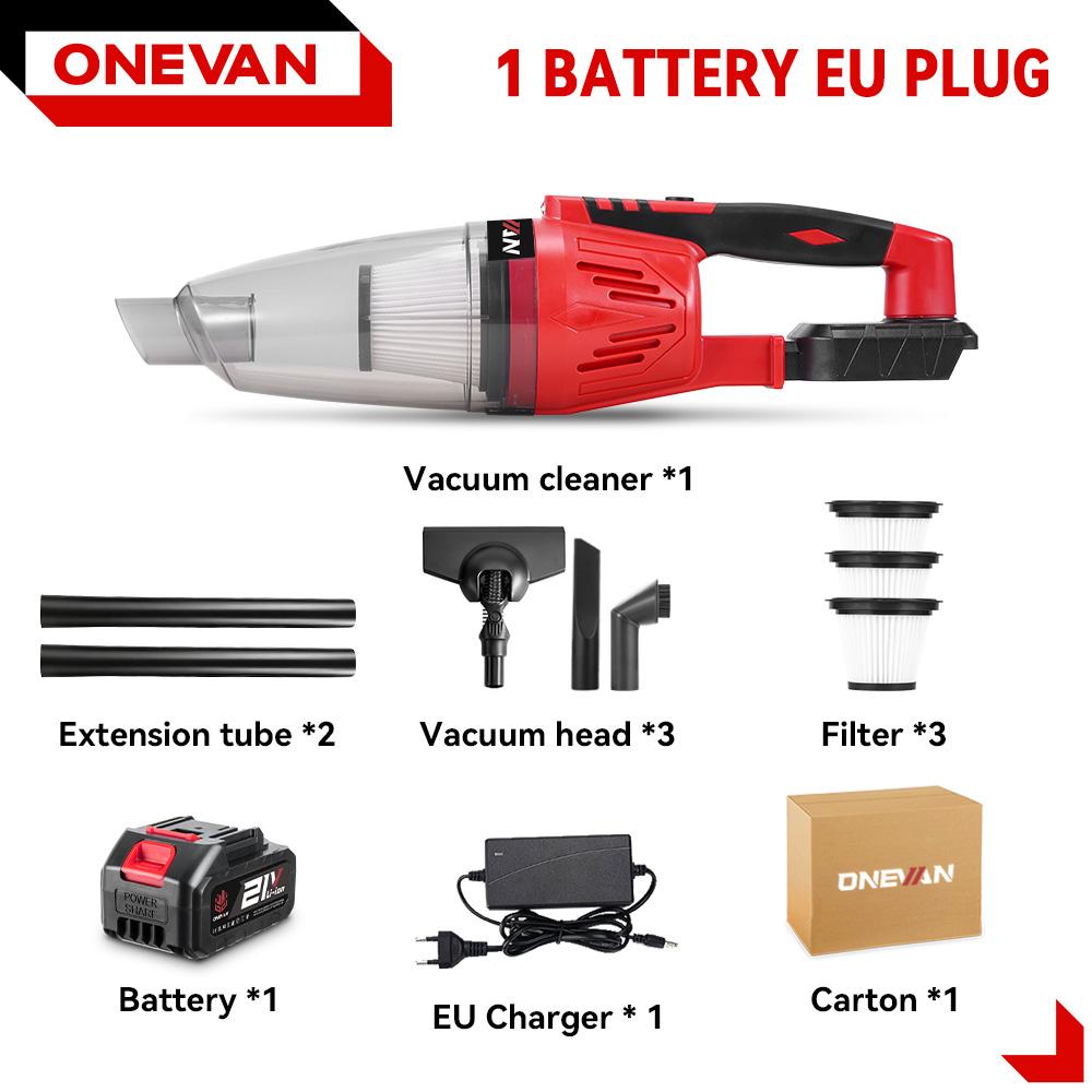 

ONEVAN Електричний пилосос 12KPA 1500 Вт Багатофункціональний ручний інструмент для чищення пилу в автомобілі та будинку Для акумулятора Makita 18V 1xBattety-EU Plug