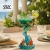 Figurina Animale in Resina Dipinta a Mano Tazza di Vetro Tema Oceano Tropicale 3D, Pappagallo Artistico e Regali Personalizzati Design Tartaruga, Colorata Decorativa