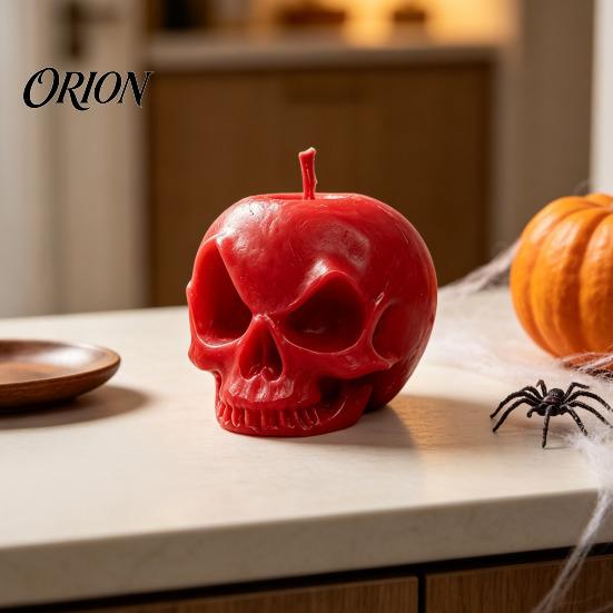 Creative Candle Holders for Halloween 3D Printed Apple Skull Desktop Ornament, Gothic Decor Figurine, Creepy Decorations Dark Art Craft Statue