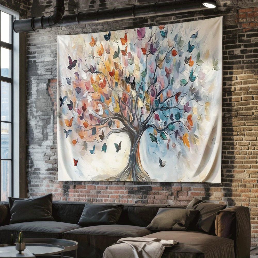 Painted leaf theme Digital printing polyester wall tapestry suitable for use in living rooms bedrooms offices bars and party