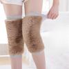 Unisex Winter Camel Hair Knee Warmers Fleece-Lined Thickened Leg Protectors Windproof for Elderly Cold Resistance