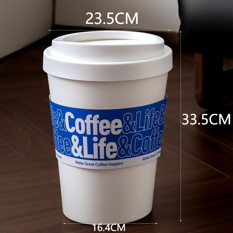 Creative Coffee Cup Wastebasket Bedroom Trash Can with Lid Living Room Trash Bin Luxury Large Capacity Home Hall Recycle Bin белый