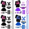 80s Outfit Women's Set, T-shirt, Belt Bag, Headband, Earring, Necklace, Fishnet Gloves, 80s Clothing Costume Neon Accessories Theme Party Clothes