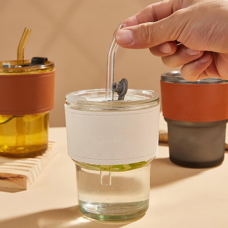 Hayu Bamboo Joint Glass Cup with Straw 400ml