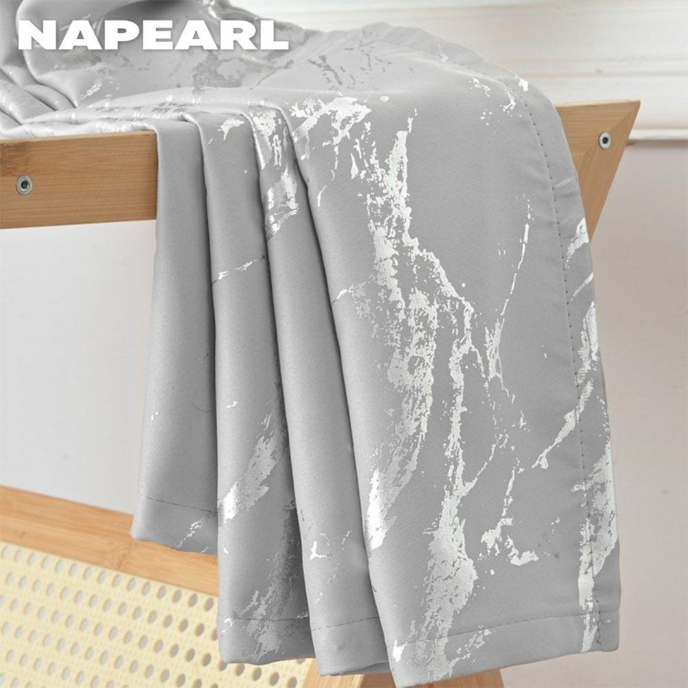 1PC NAPEARL 80% Blackout Fashionable and Minimalist Curtains with Silver and Marble Texture for Living Room Bedroom Balcony Window Home Decor