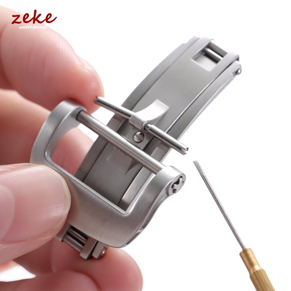 Solid Stainless Steel Double-Press Butterfly Fold Clasp, Silver Matte Watch Band Buckle & Rubber Strap Buckle Watch Accessories