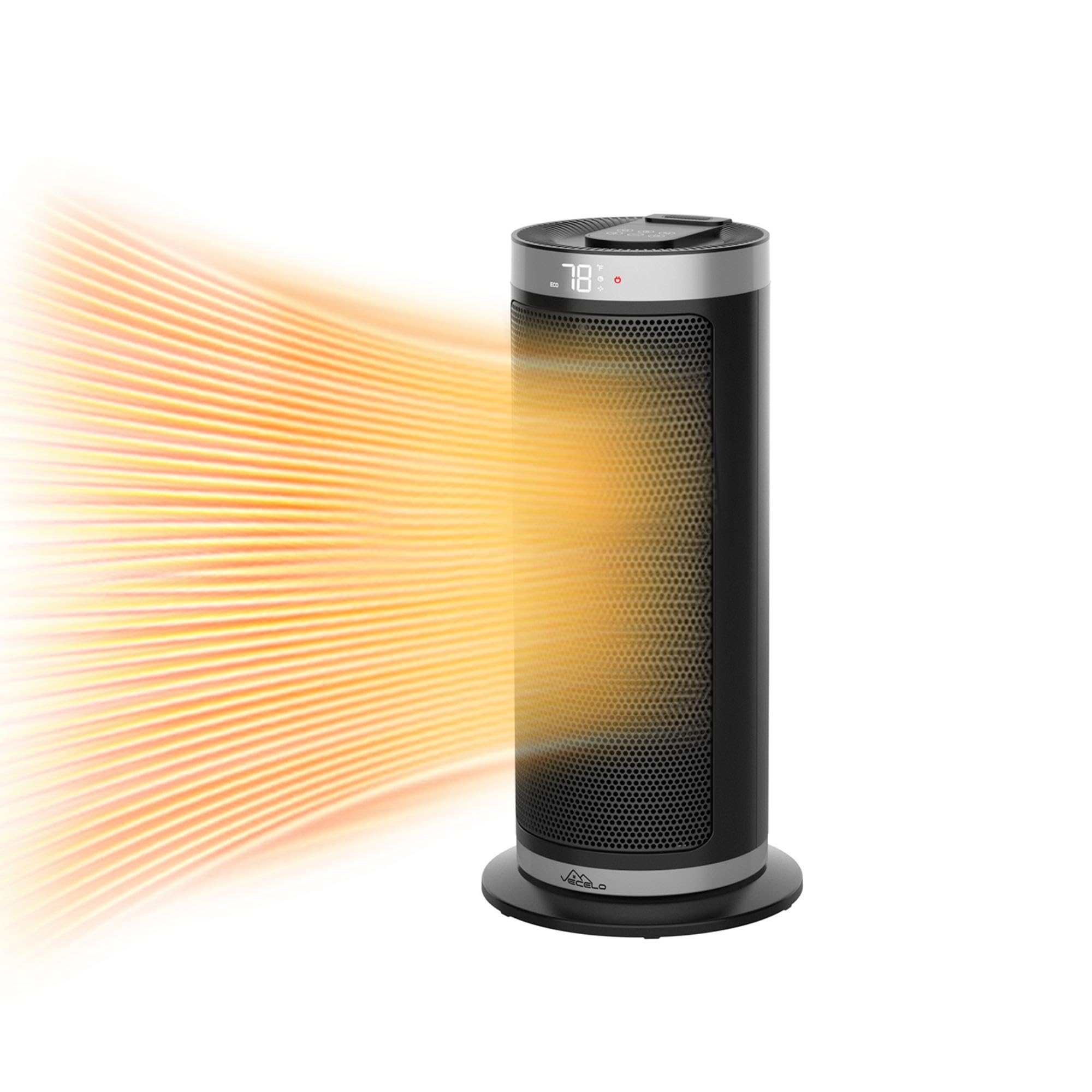 

VECELO Ceramic Electric Fan 3 Temperature Remote Up to 8 Tatami Overheat LED Timer Electric Foot Tabletop Dressing Room Japanese Instruction PSE W x D