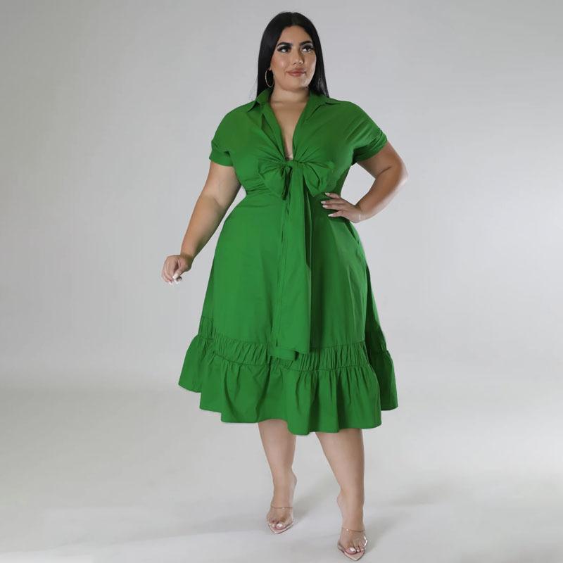 Dámský top poloviční kardigan s klopami v plné barvě nadměrné velikosti, stylové šaty s volánky na zavazování