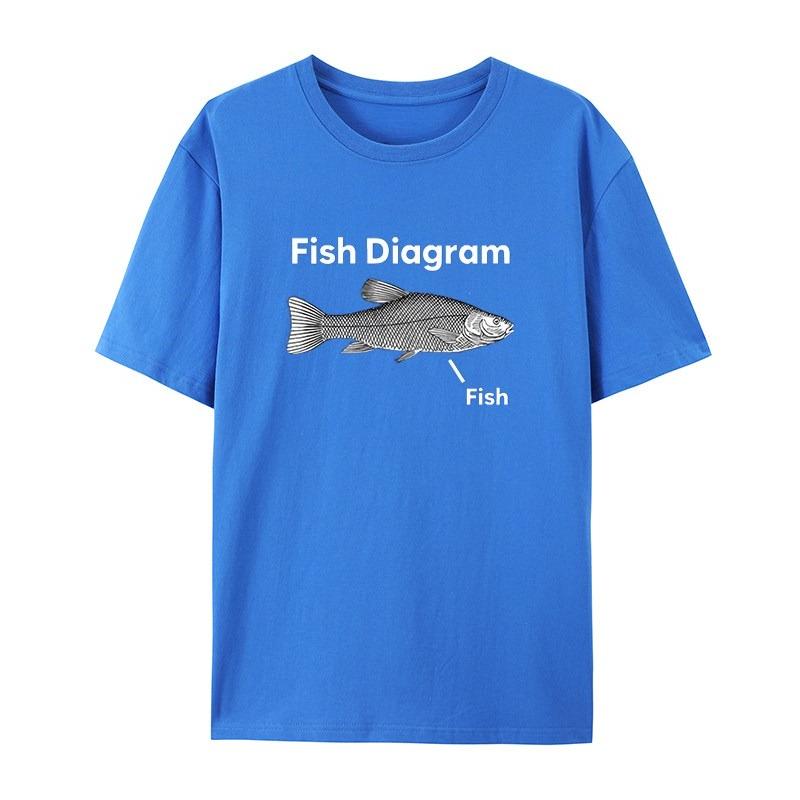 Interesting Fish Image Meme White Casual TShirt Mens and Womens Luxury Brand Top