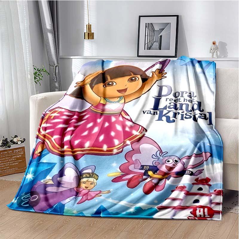 

Angel Explorer Girl with Map Print Flannel Blanket, Cloudy Sky Throw Blanket 80cm x 120cm