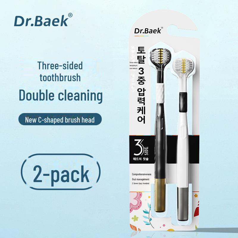 Zweierpack 3-seitige Zahnbürsten mit weichen Borsten für Erwachsene