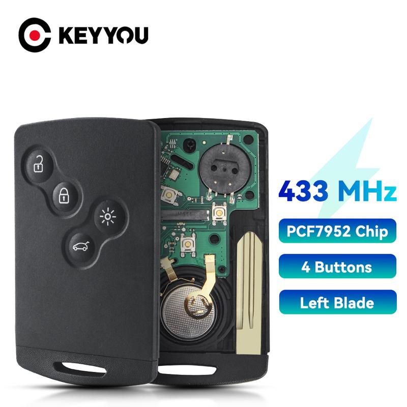 KEYYOU Remote Control Car Key For Renault Megane 3 Fluence Scenic Laguna 3 Koleos Clio PCF7952 Replacement Hands Free Card