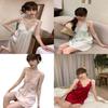 Pure Desire Summer Women Ice Silk Sleeveless Nightdress With Chest Padding For Home Sleepwear