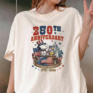 Cartoon Dog USA 250th Anniversary Patriotic Pride T Shirt L