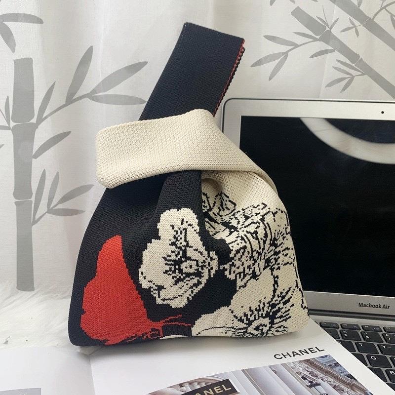 Knitted bag, gift bag, souvenir gift, woven bag, gift bag, fashion wrist bag, handbag, women's bucket bag.