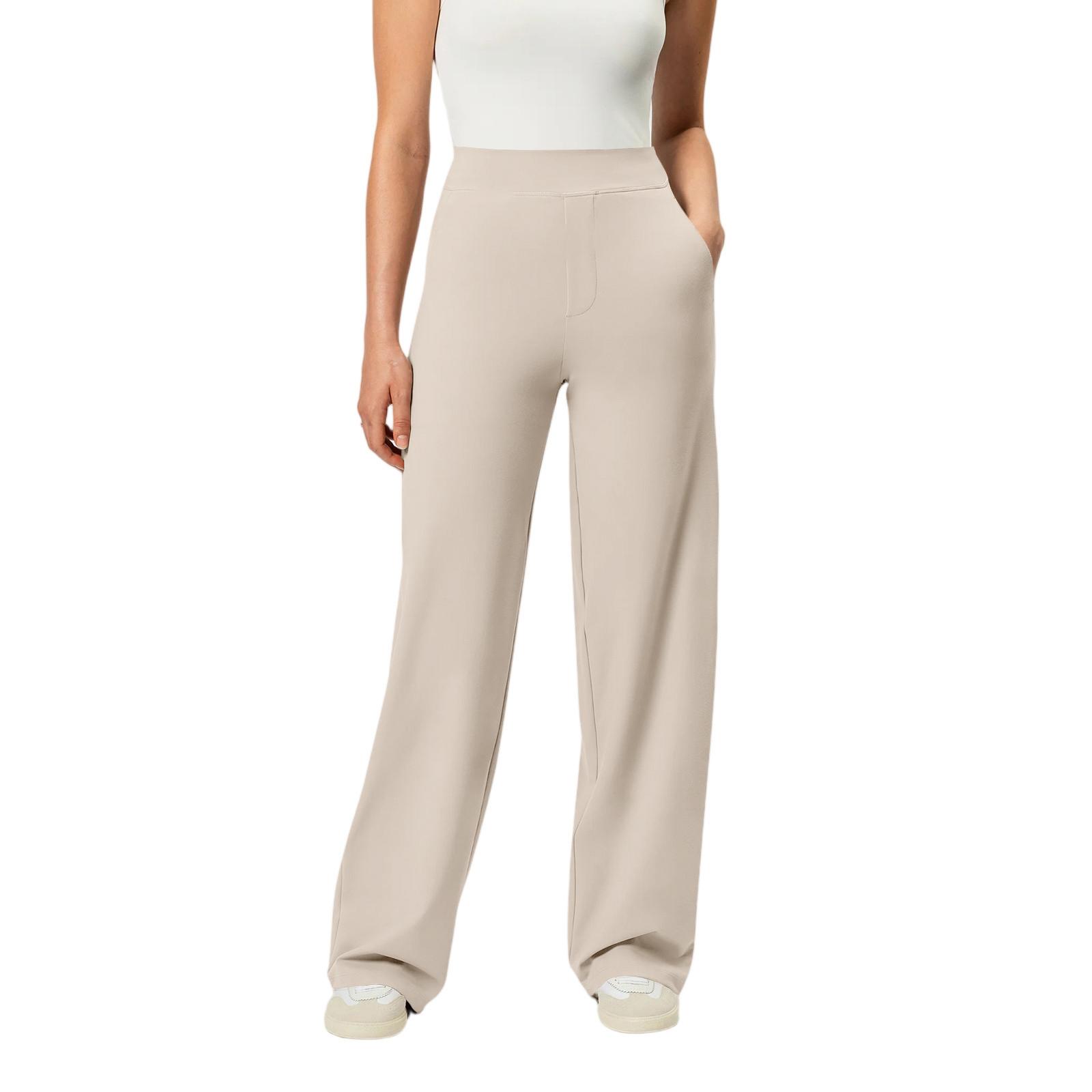 

Широкие брюки для женщин, брюки для йоги, спортивные штаны с высокой талией и карманами, эластичные брюки, удобные спортивные спортивные штаны для тренировок S