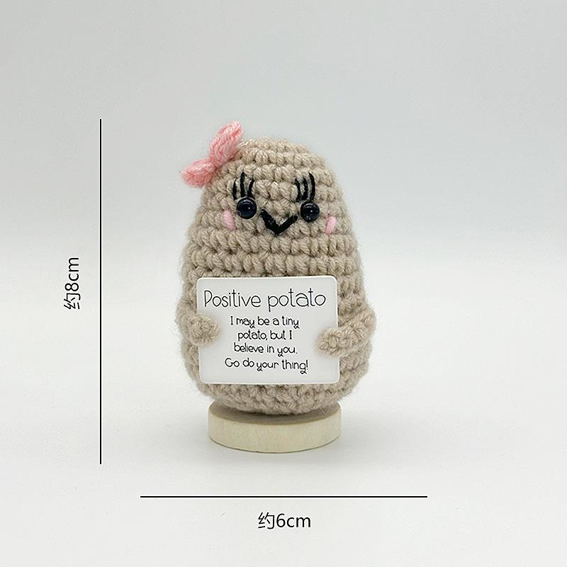 Funny Positive Energy Potato Hug Pocket Doll Mini Handmade Plush Knitted Plant Ornament Home Room Decoration Christams Gifts