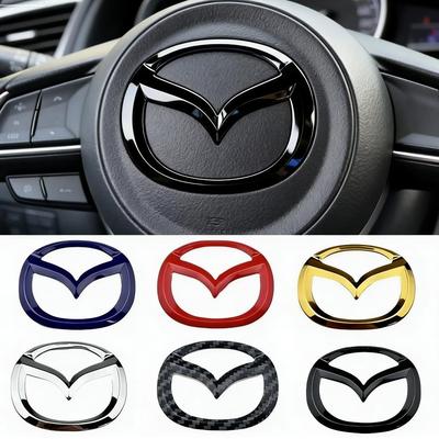 1 pièce Pour 3 6 CX5 2 CX30 CX3 CX9 MX5 RX8 Axela Demio Atenza ABS Autocollant Emblème Central de Volant de Voiture Intérieur Auto