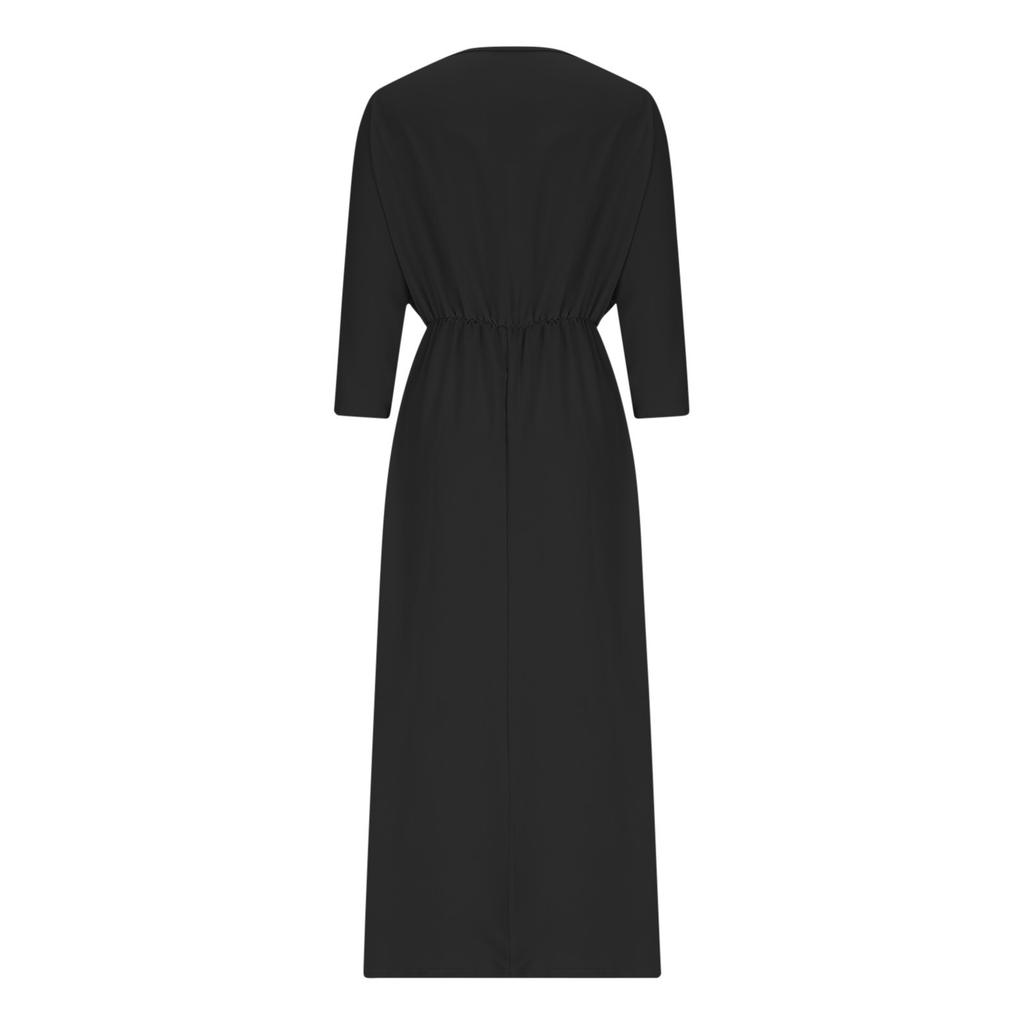 Women's Fashionable Color High Waist Split V-neck Dress