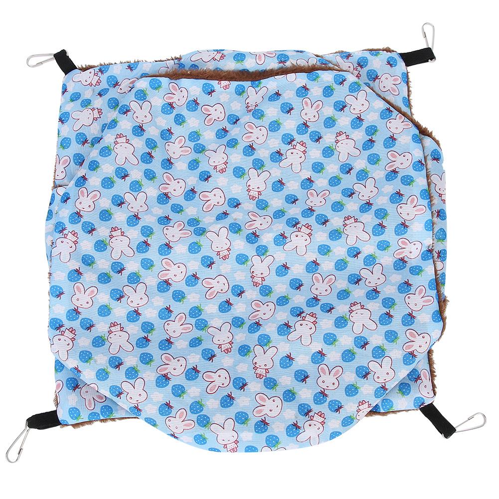 Three Layer Small Pet Warm Hammock Hanging Bed Sleeping Bag for Hamster Sugar Gilder SquirrelsBlue